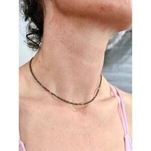 Pyrite Tiny Beaded Choker Gold Charm Healing Dainty Women Boho Crystal Necklace